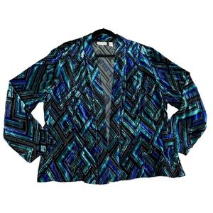 Chicos Earlene Velvet Burnout Jacket Professional Career Wear Chicos 3 = XL/16